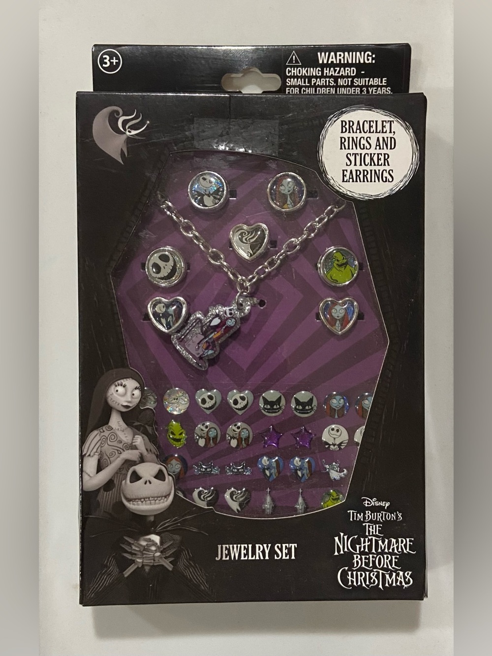 Disney Nightmare Before Christmas Jewelry Set w/ Bracelet Rings Earrings
